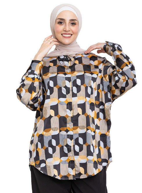 Black P - Satin Over Size Shirt Style 2 - Khotwh
